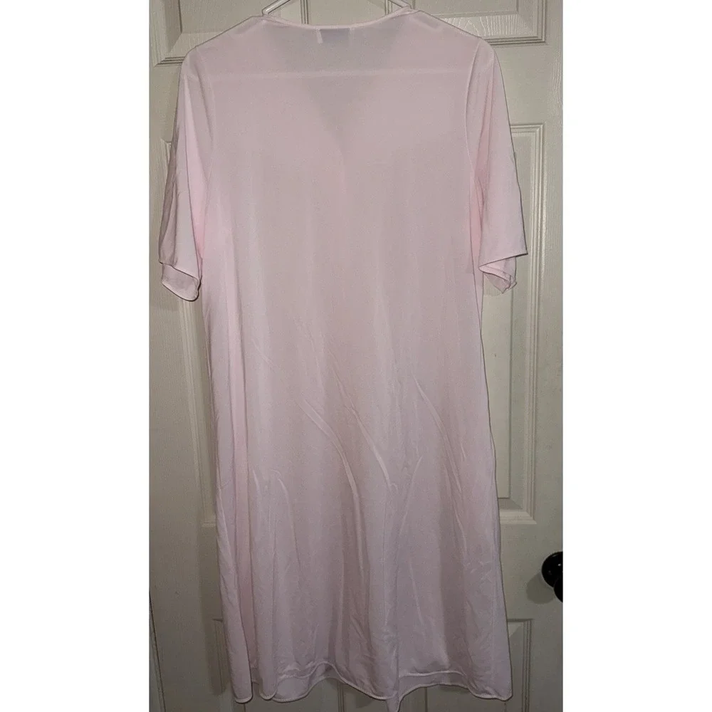 Vintage Shadowline‎ Light Pink  Short Sleeve Knee Length Rose Buds M